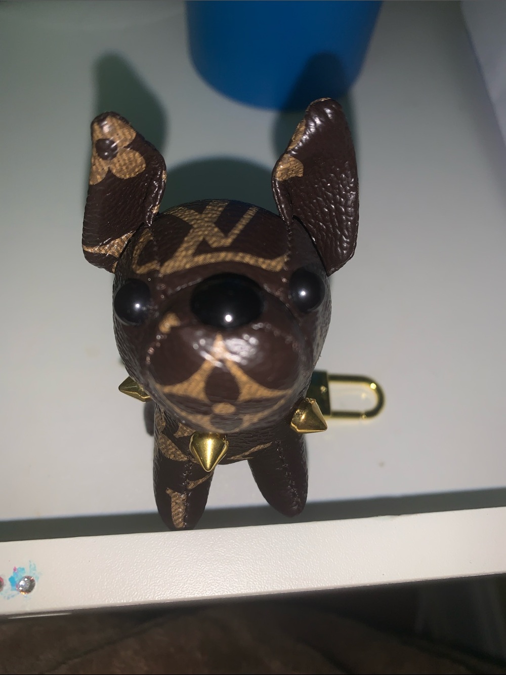 Monogram French bulldog purse/bag charm keychain